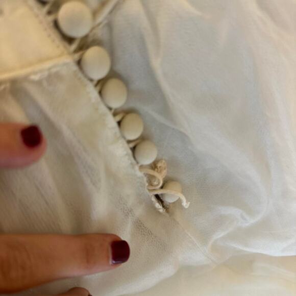 Vintage Women’s XS Wedding Gown Ivory Lace Tulle Full Skirt Romantic 1950s - Picture 6 of 7